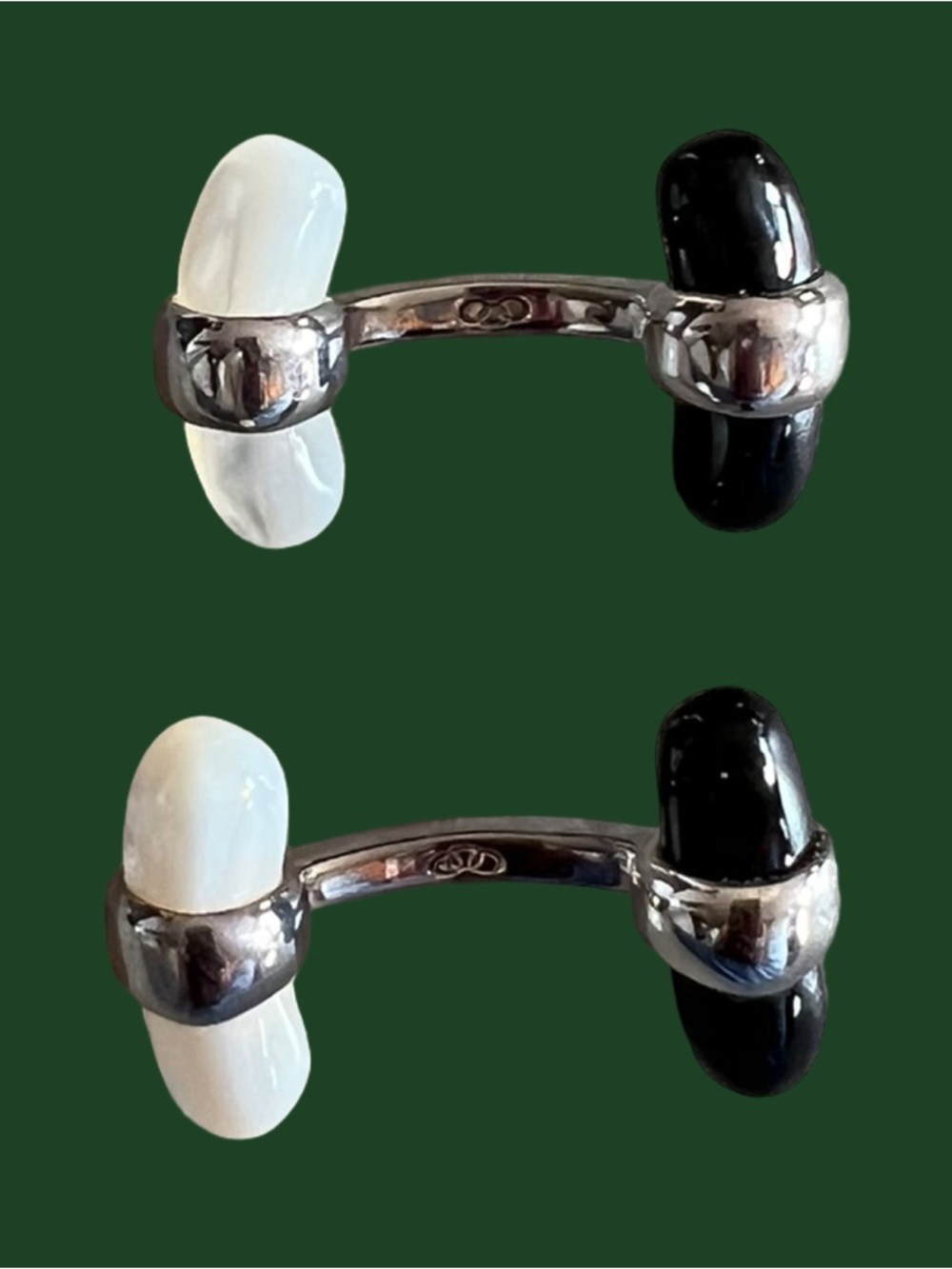 Links of London Sterling Silver Cufflinks Set - Onyx & Mother of Pearls - Picture 7 of 9